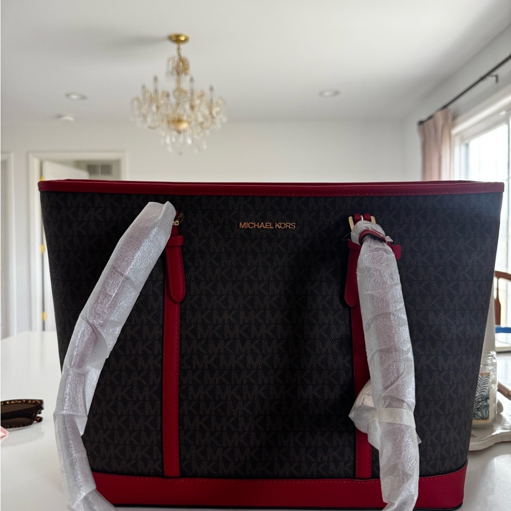 Michael Kors Brown and Red Tote Bag - NWT - Picture 2 of 6